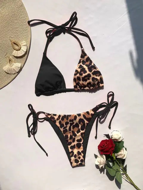 Leopard 2 Piece Bikini Set