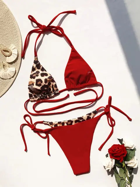 Leopard 2 Piece Bikini Set